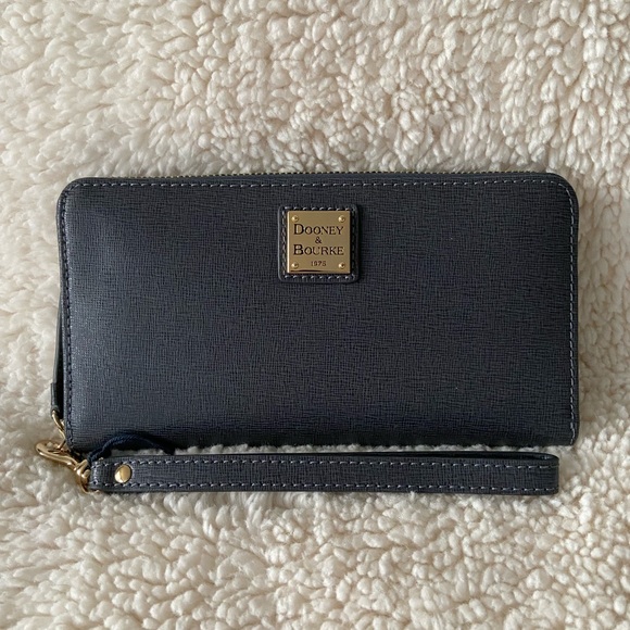 Dooney & Bourke Handbags - Dooney & Bourke Saffiano Large Zip Around Wristlet